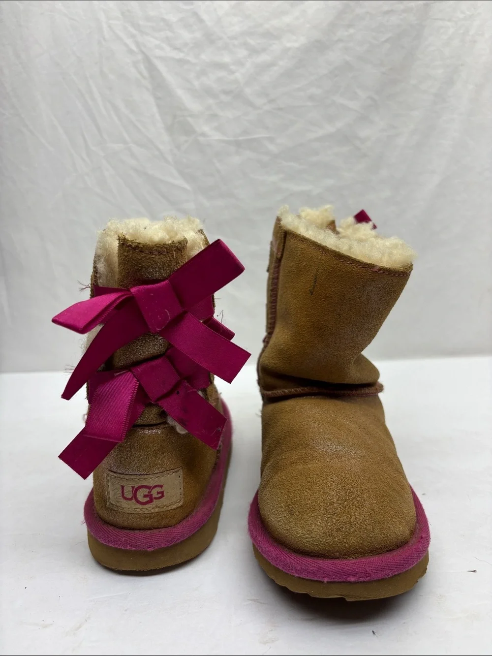 UGG Kids Chestnut and Pink Bailey Bow Boot, SZ 11 toddler girl, box 72